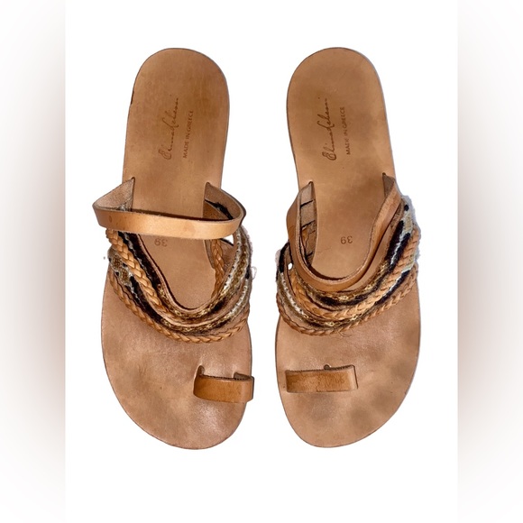 Elina Lebessi Leather Made in Greece Sandals Women’s size 3 Size 8 - Picture 1 of 16